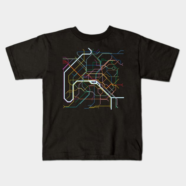 Paris Subway Map Kids T-Shirt by byebyesally